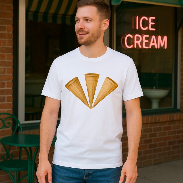 Triple Waffle Ice Cream Cone Summer Dessert T-Shirt (Creator Uploaded)