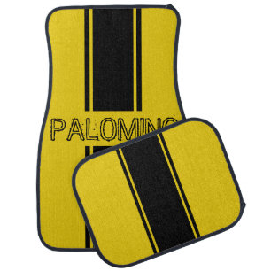 Triple Yellow Racing Stripes Car Floor Mat