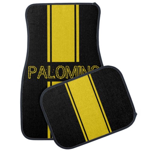 Triple Yellow Racing Stripes Car Floor Mat