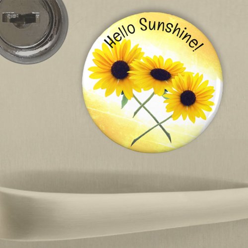 Triple Yellow Sunflower Photo Custom Text Magnet