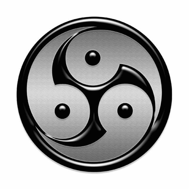 Triple Yin Yang - Metal & Glossy Black Cutout (Front)