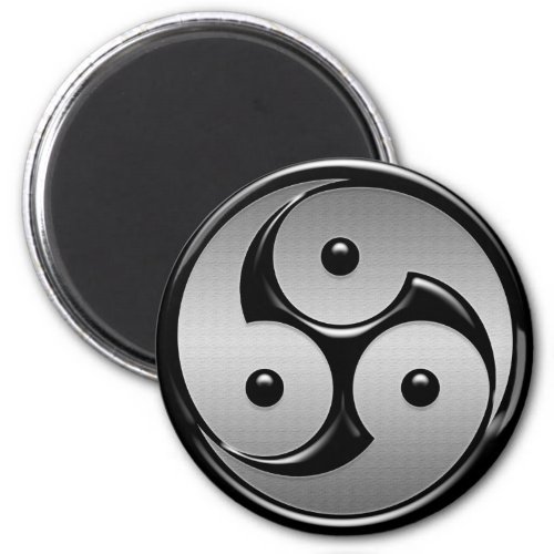 Triple Yin Yang _ Metal  Glossy Black Magnet