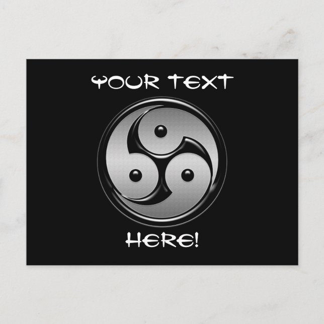 Triple Yin Yang - Metal & Glossy Black Postcard (Front)