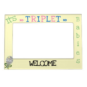 Triplet Babies Baby Rattle Magnetic Frame