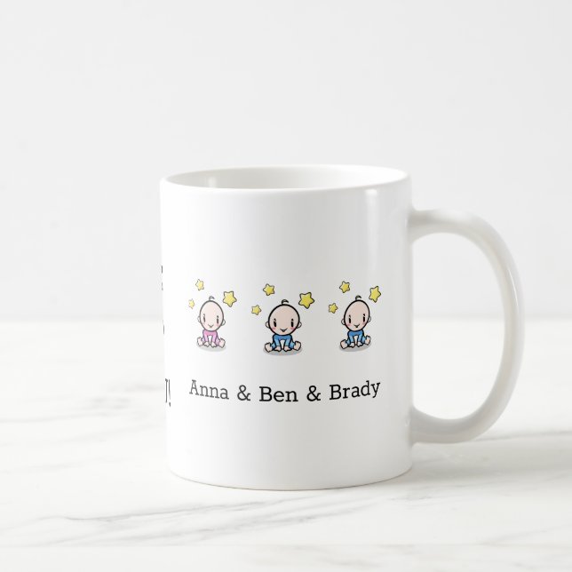 triplet babies: we love mom gift, coffee mug (Right)