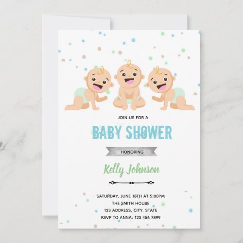 Triplet baby shower invitation