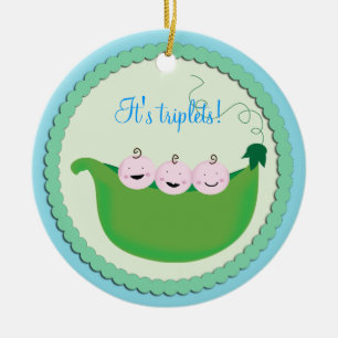 Triplet Boy 'Sweet pea' baby shower ornament