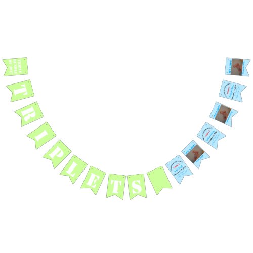 Triplet Boys Blue Green Bunting Banner