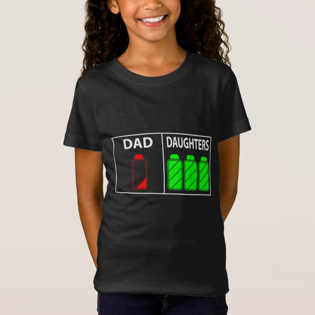 Triplet Dad of Three Daughters Funny Father's Day  T-Shirt (Front)