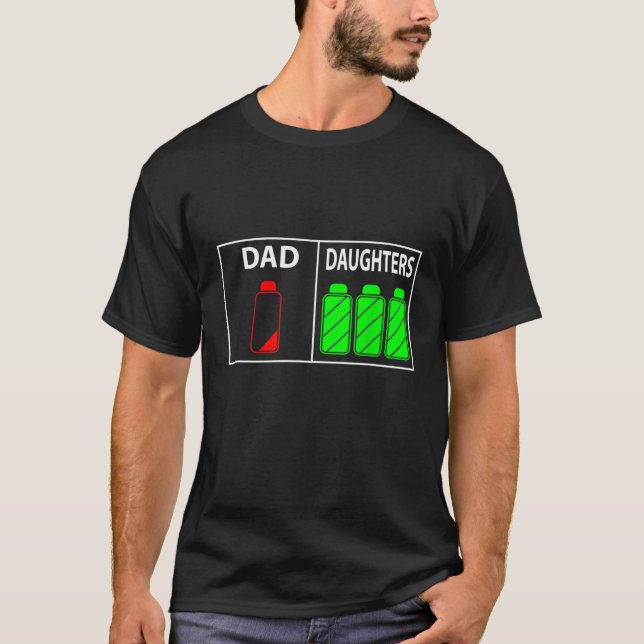 Triplet Dad of Three Daughters Funny Father's Day  T-Shirt (Front)