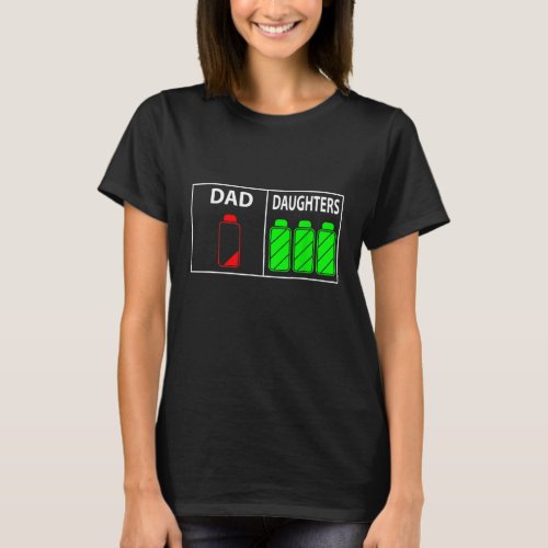 Triplet Dad of Three Daughters Funny Fathers Day  T_Shirt