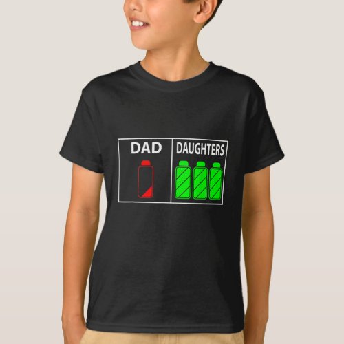 Triplet Dad of Three Daughters Funny Fathers Day  T_Shirt