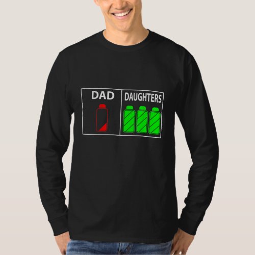 Triplet Dad of Three Daughters Funny Fathers Day  T_Shirt