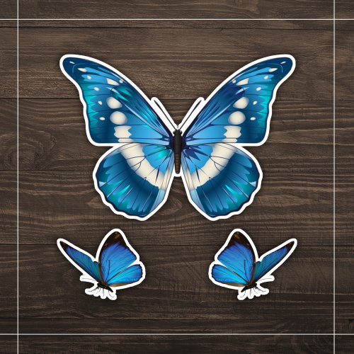 Triplet of Blue Butterflies Custom_Cut Vinyl  Sticker