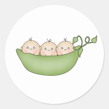 Triplet Peas In A Pod Classic Round Sticker by new_baby at Zazzle