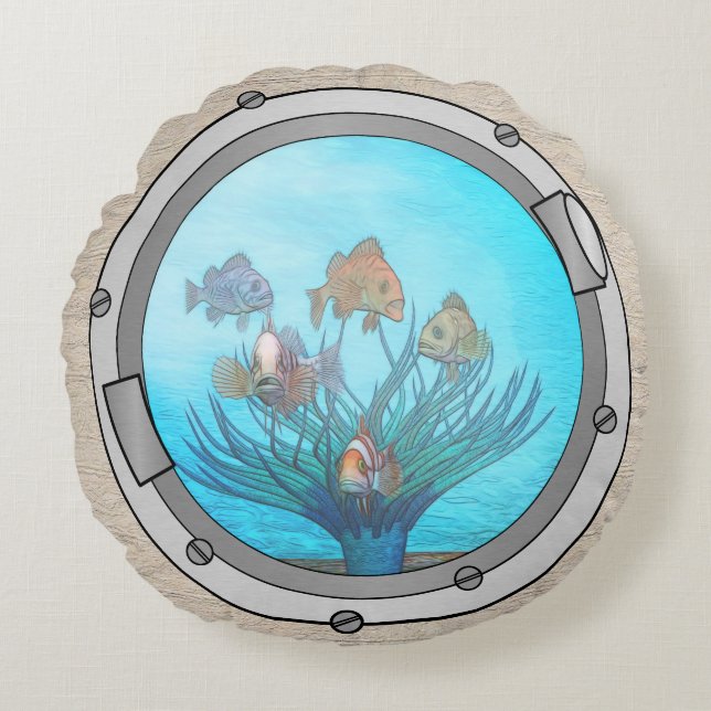 Triplet Portholes Round Pillow (Front)