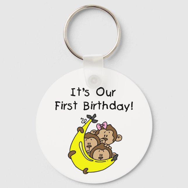 Triplets 1st - Two Boys, One Girl Keychain (Front)