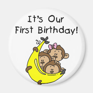 Triplets 1st - Two Boys, One Girl Magnet