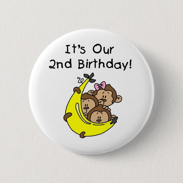 Triplets 2nd - Two Boys/ One Girl Tshirts Pinback Button (Front)