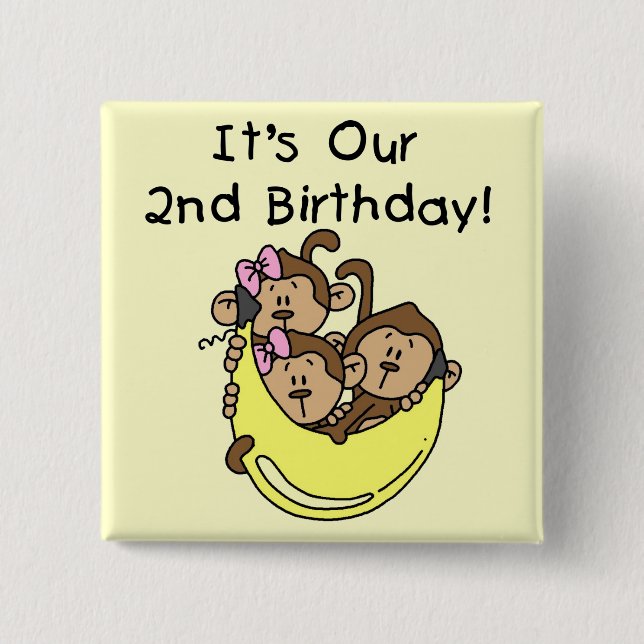 Triplets 2nd - Two Girls and a Boy Pinback Button (Front)