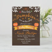 Triplets 3 PUMPKINS Autumn BABY SHOWER Invitation (Standing Front)