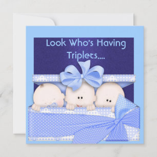 TRIPLETS BABY BOYS SHOWER INVITATION