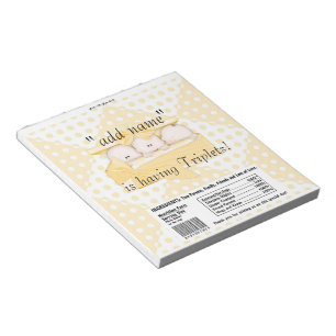 Triplets Baby Shower Candy Bar Wrapper Party Favor Notepad