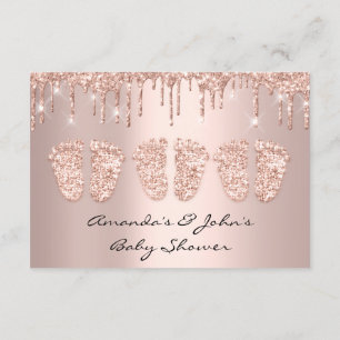 Triplets Baby Shower Feet Rose Drips Girl Boy Invitation