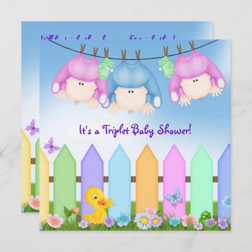 Triplets Baby Shower Invitation