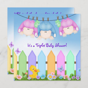 Triplets Baby Shower Invitation