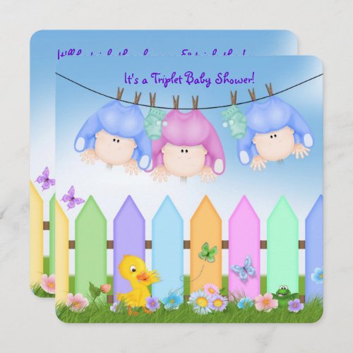 Triplets Baby Shower Invitation