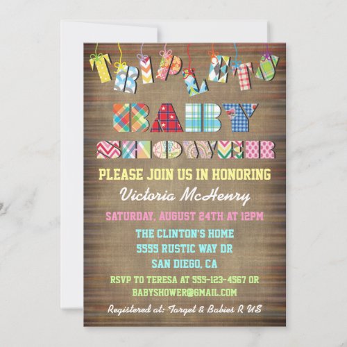 Triplets  Baby Shower Invitations