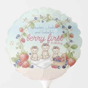 Triplets Berry First Birthday Party Balloon