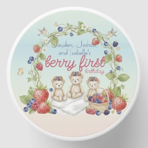 Triplets Berry First Birthday Party Mini Candle Favors