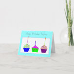 Triplets Birthday  Card<br><div class="desc">A cute illustration of three cupcakes with a candle on each for a birthday card for triplets. This would be a perfect card to send any triplets you know.</div>