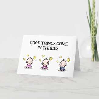 Triplets Congratulations Card, 2 girls, 1 boy,
