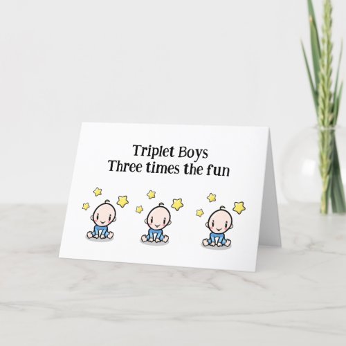 Triplets Congratulations Card 3 triplet boys Thank You Card