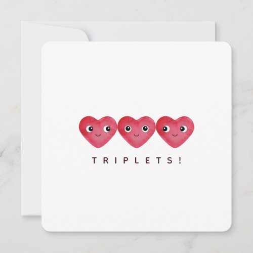 Triplets congratulations with three baby hearts holiday card