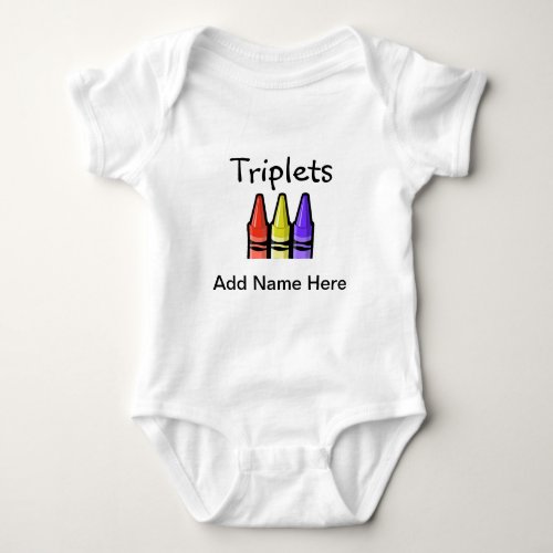 Triplets Crayons Baby Bodysuit