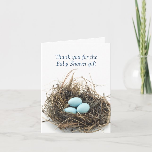 Triplets Eggs in Nest Baby Shower Thank You (Front)