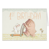 Triplets First Birthday Walking Bear and Rabbit (Front Horizontal)