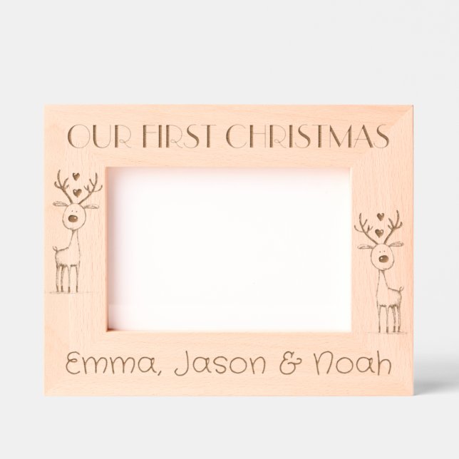 Triplets First Christmas, Personalized Landscape   Engraved Frames (Front)