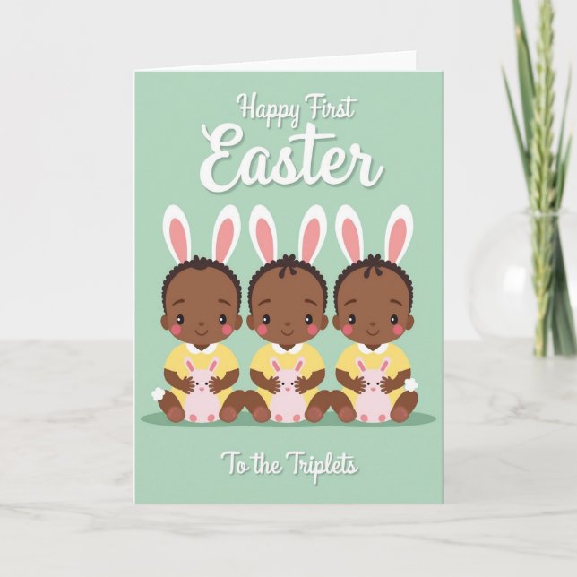Triplets First Easter Celebration Card (Front)