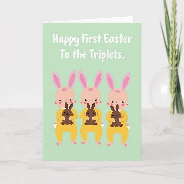 Triplets First Easter Day Card (Front)