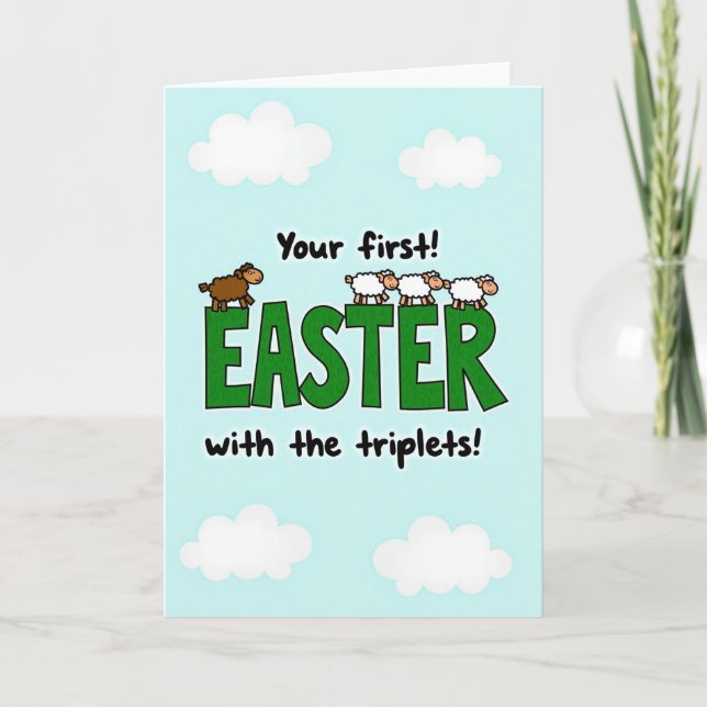 Triplets First Easter Greeting Card (Front)