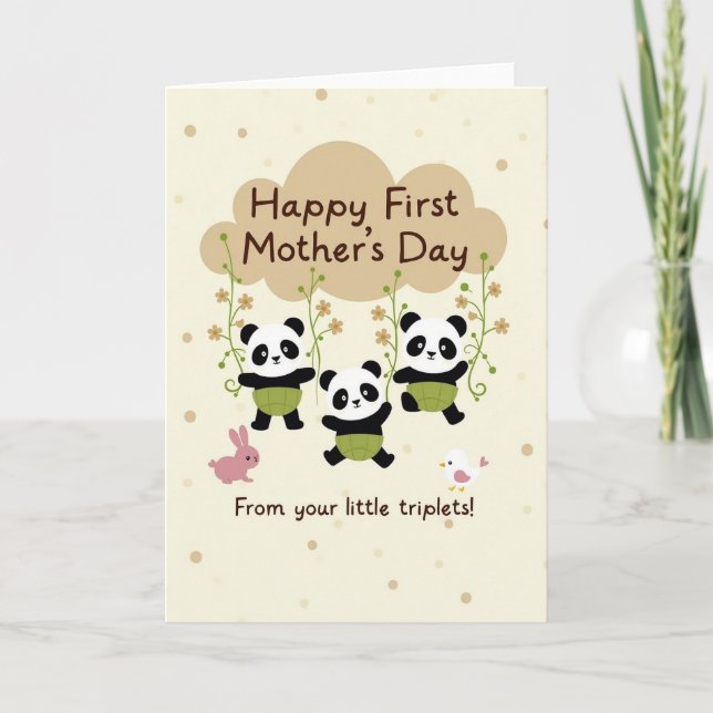 Triplets First Mothers Day Art Card (Front)