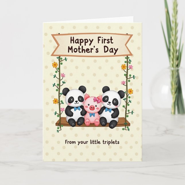Triplets First Mothers Day Card (Front)