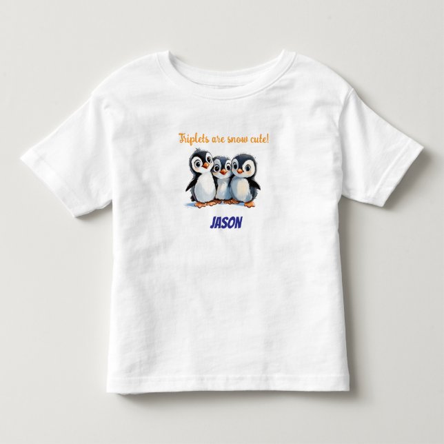 Triplets Gift, Snow Cute Penguins, Triplet Name Toddler T-shirt (Front)