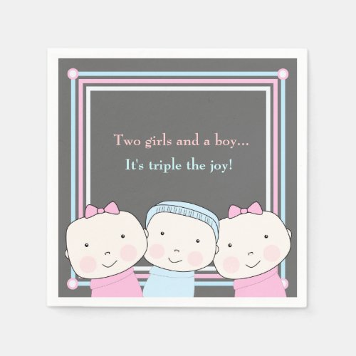 Triplets Girl Boy Pink Blue Baby Joy Napkin
