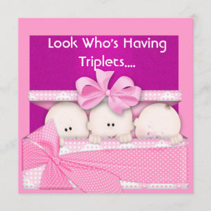 TRIPLETS GIRLS BABY SHOWER INVITATION